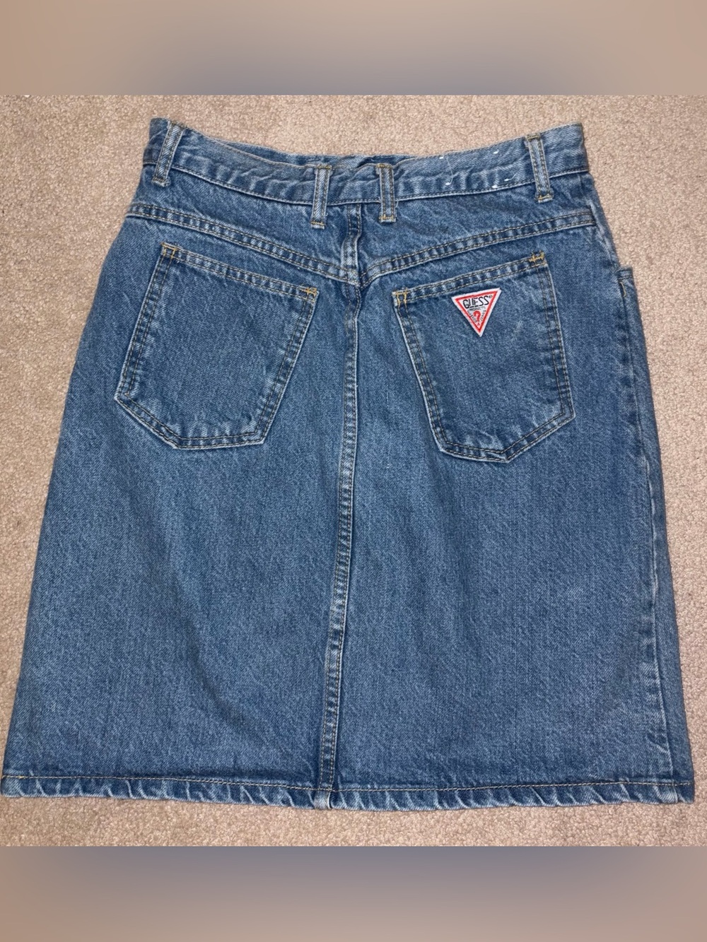 Vintage 80s GUESS Jeans Denim Skirt Lightwash Midi Jean Skirt Womens 31 Cottage